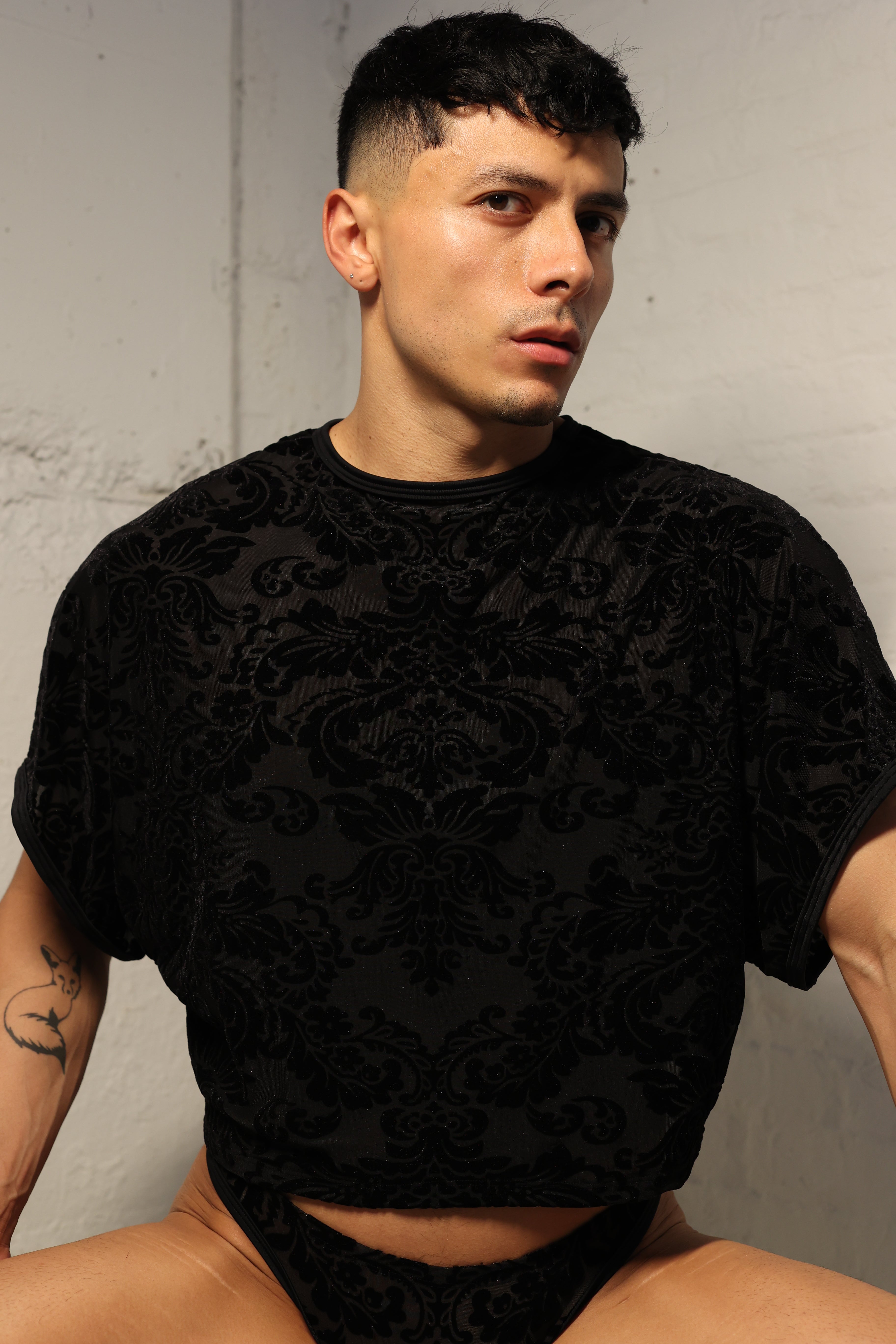 Jet Damask Crop Top