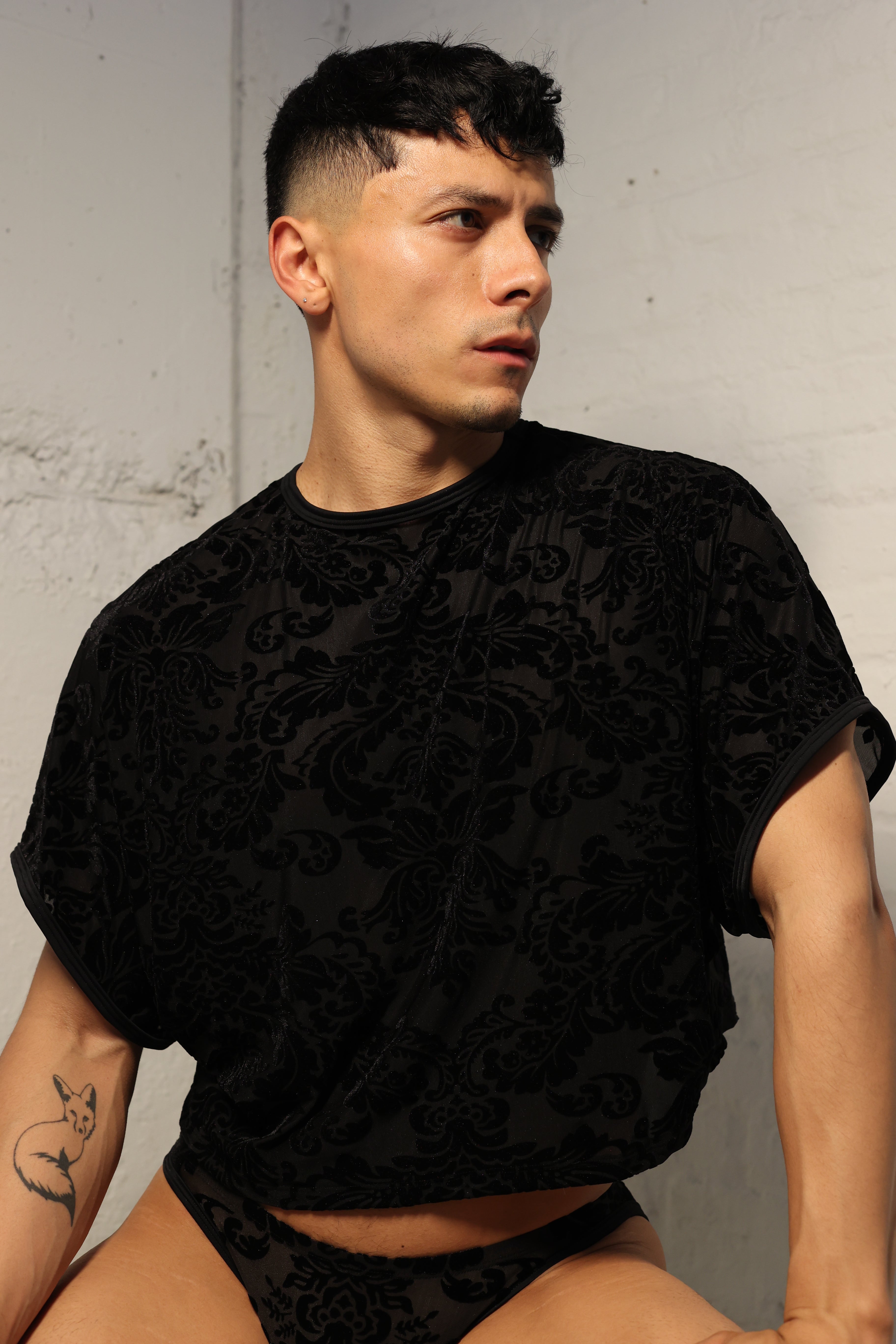 Jet Damask Crop Top