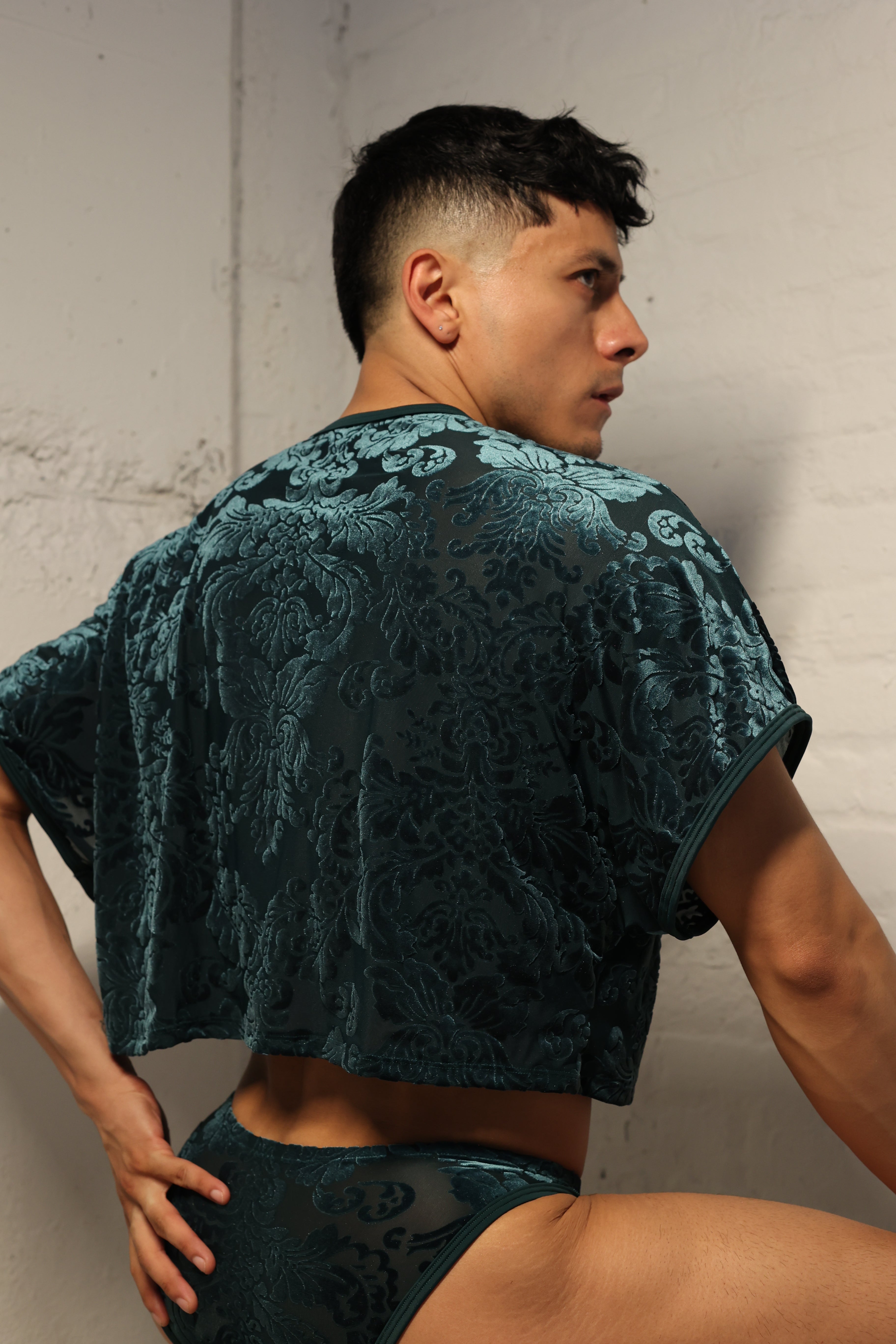 Emerald Damask Crop Top