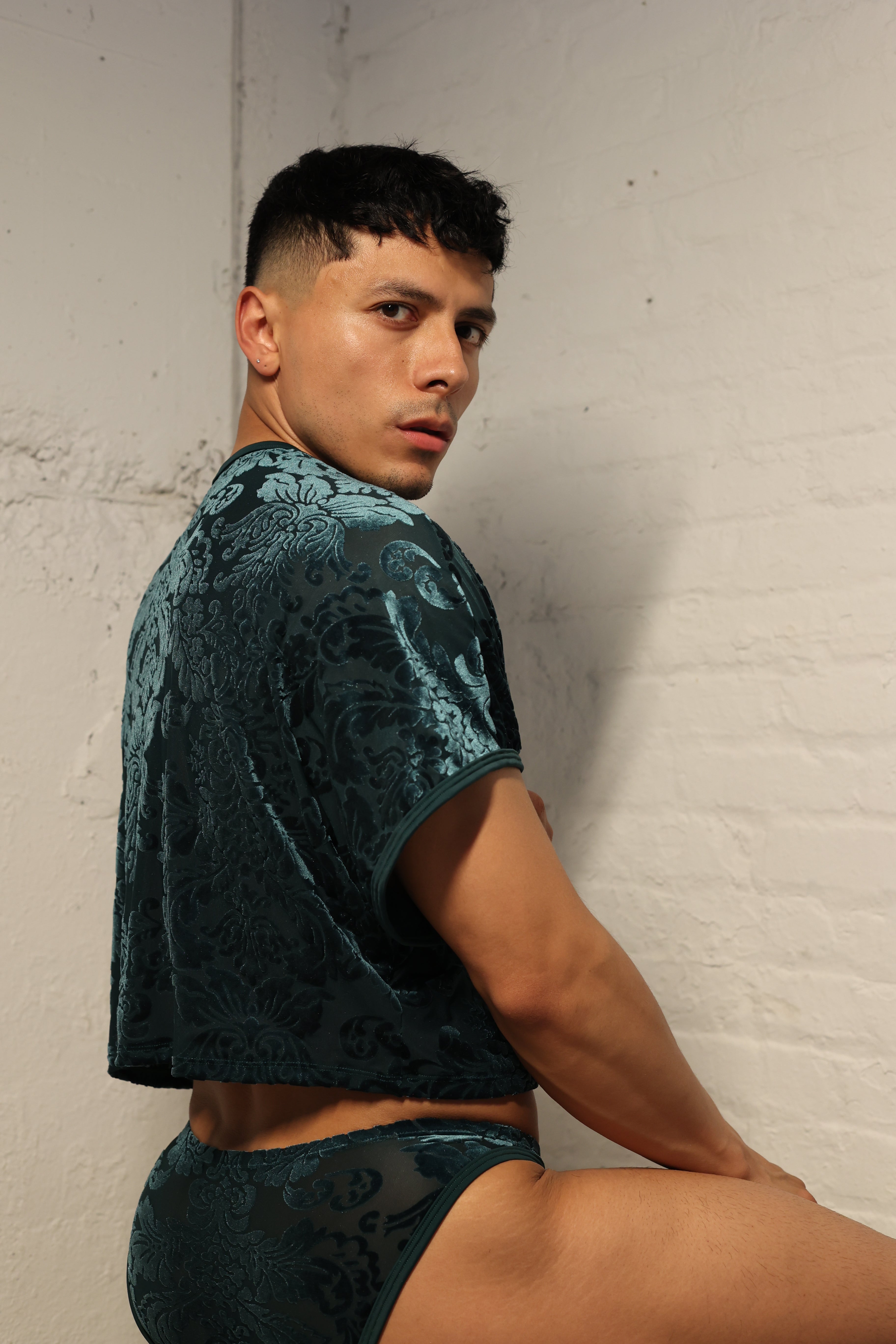 Emerald Damask Crop Top
