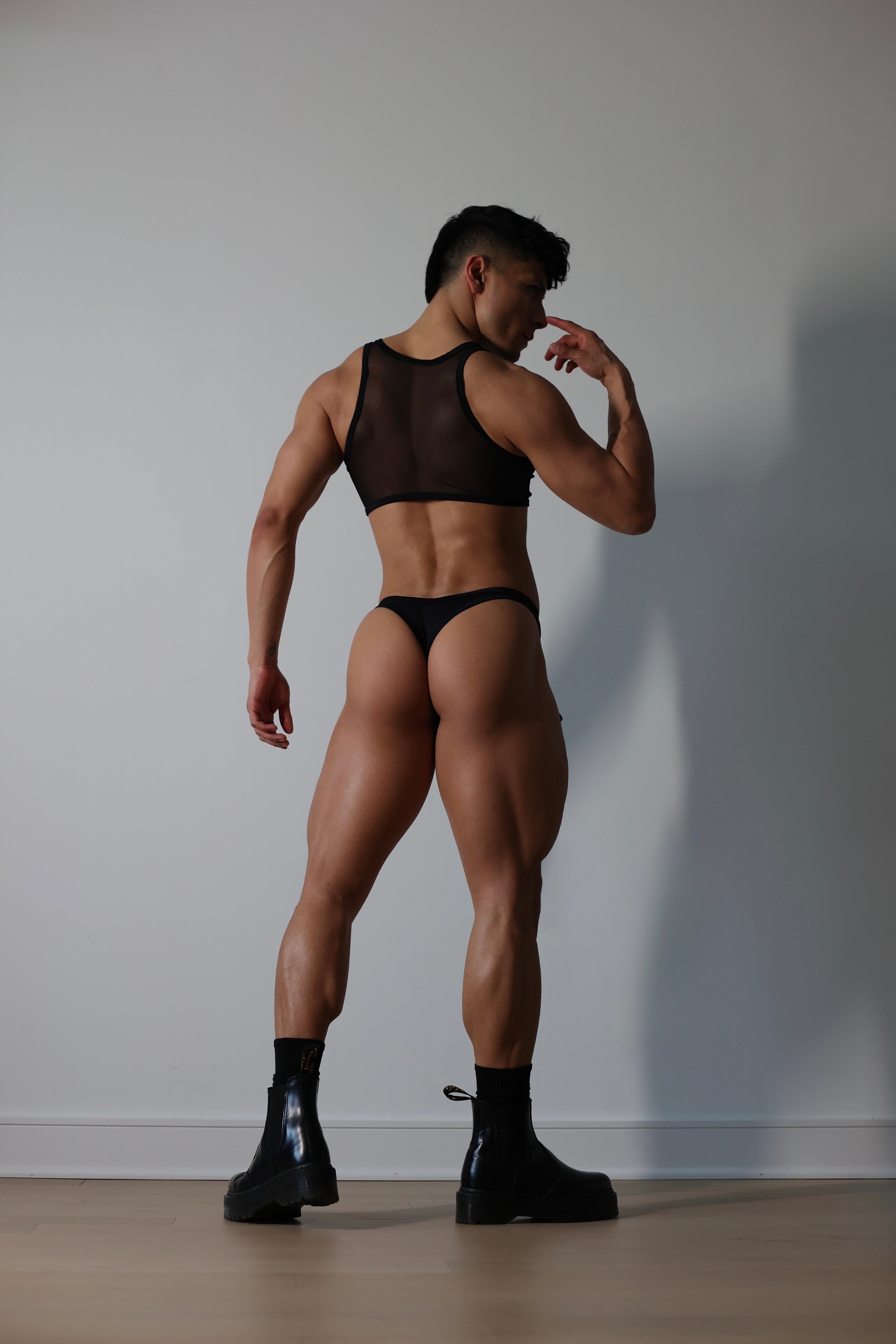 BLACK RIBBED BEACH THONG My Store