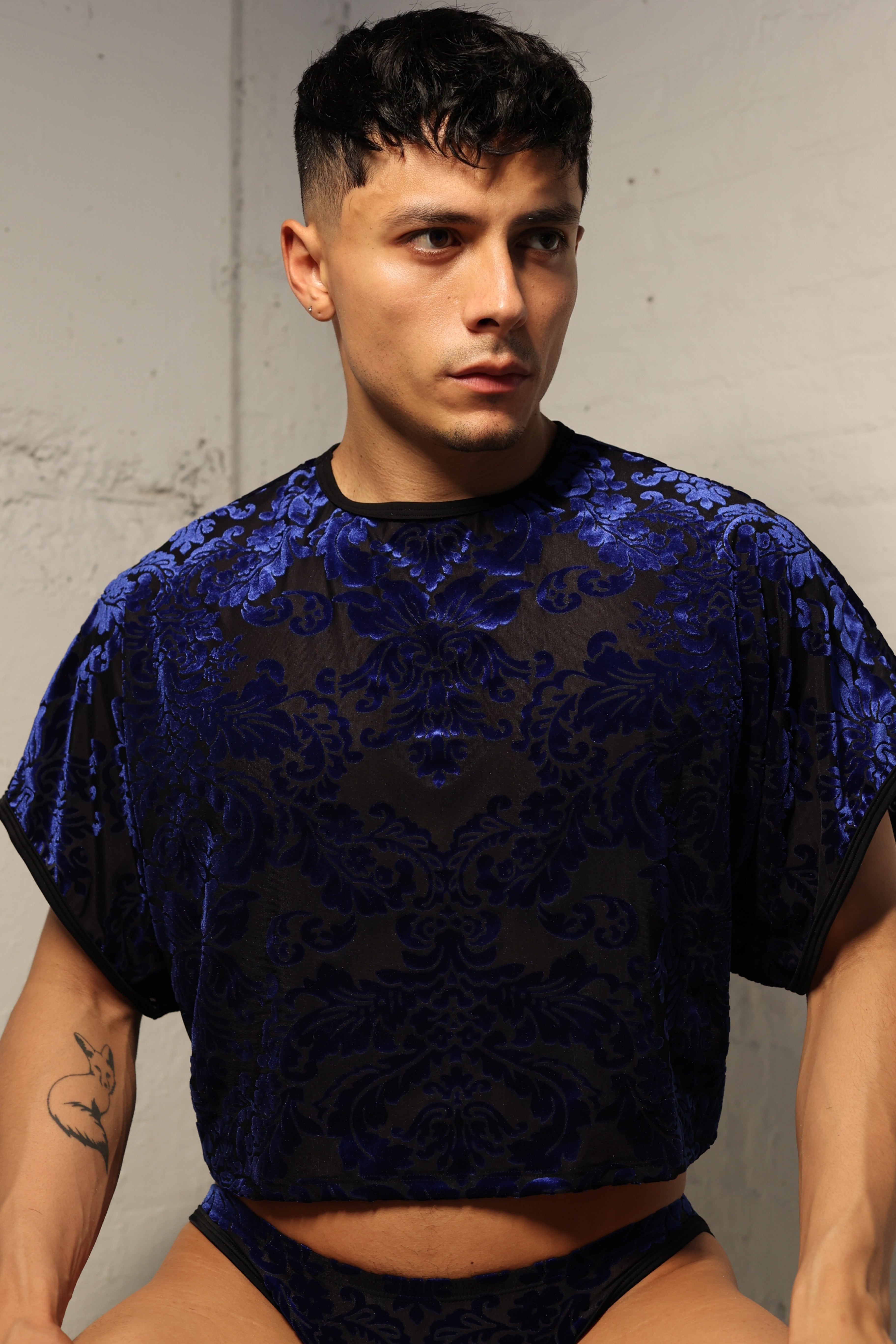 Sapphire Damask Crop Top