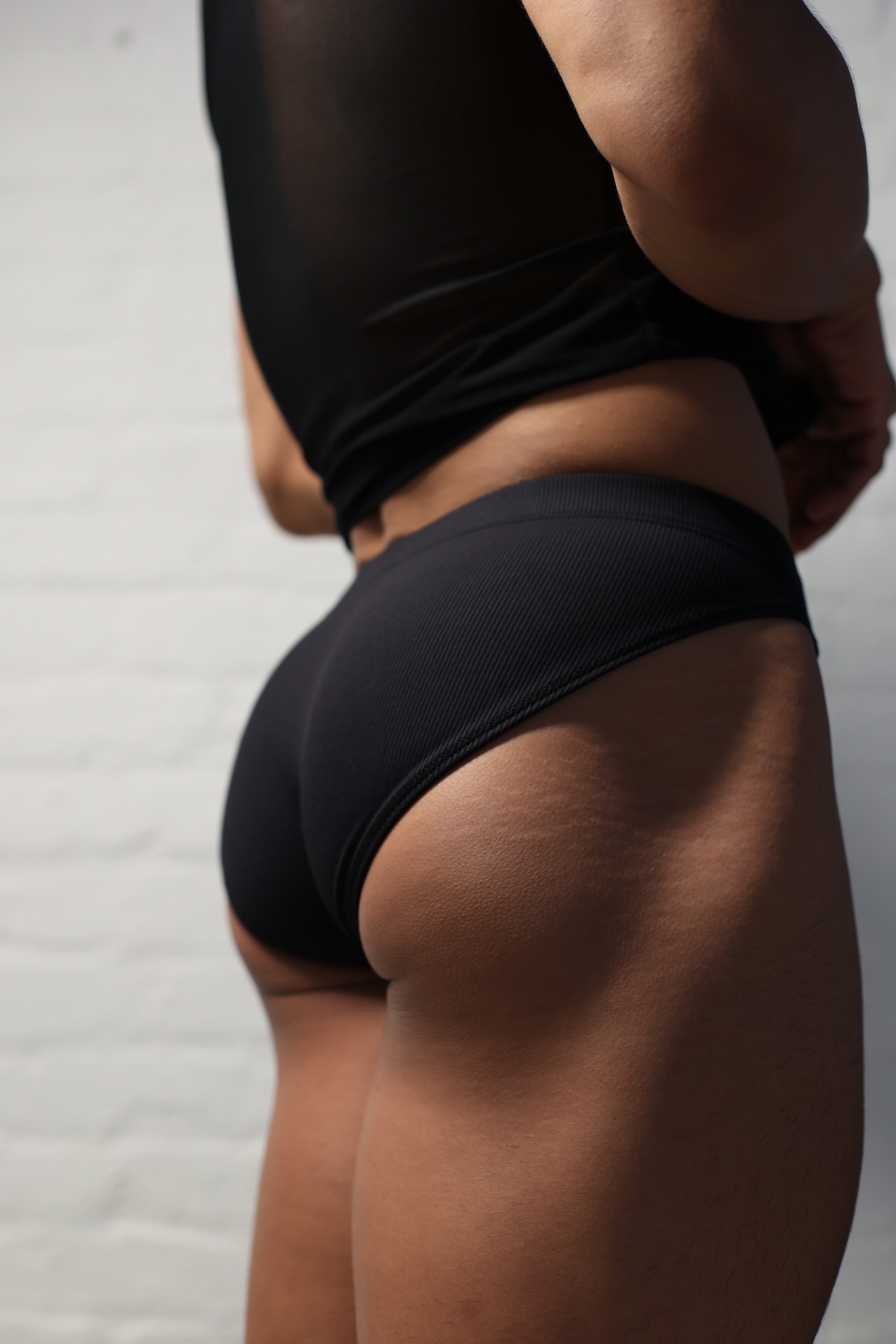 Black ribbed men's underwear from Fabian Divani Texture collection showing textured fabric detail and comfortable fit