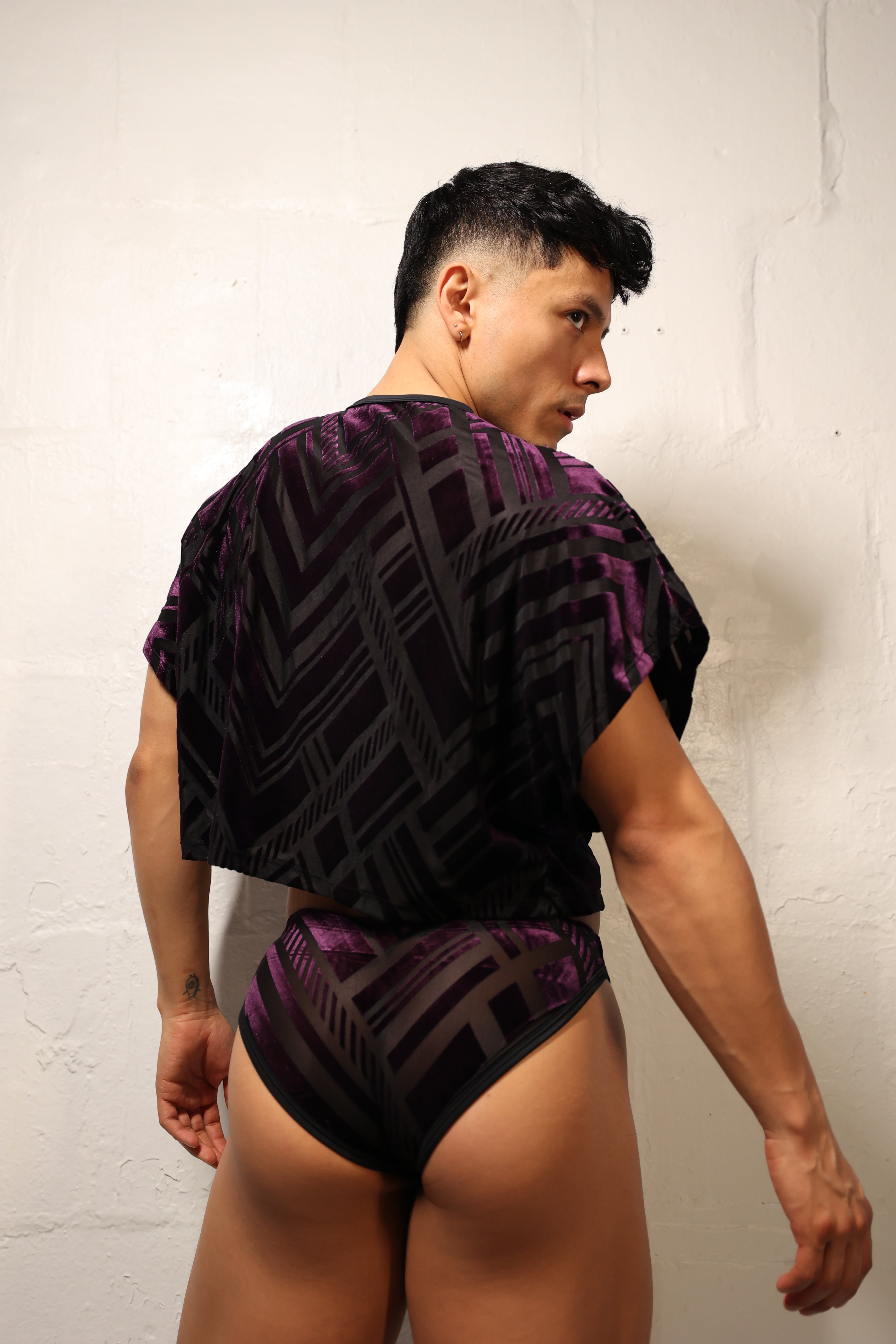 Geometric Purple Crop Top