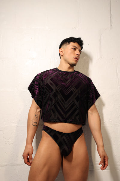 FABI'S CLOSET GEOMETRIC PURPLE CROP TOP