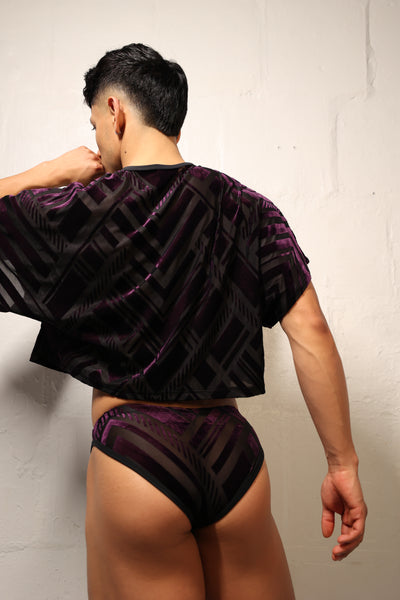 FABI'S CLOSET GEOMETRIC PURPLE CROP TOP