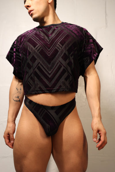 FABI'S CLOSET GEOMETRIC PURPLE CROP TOP
