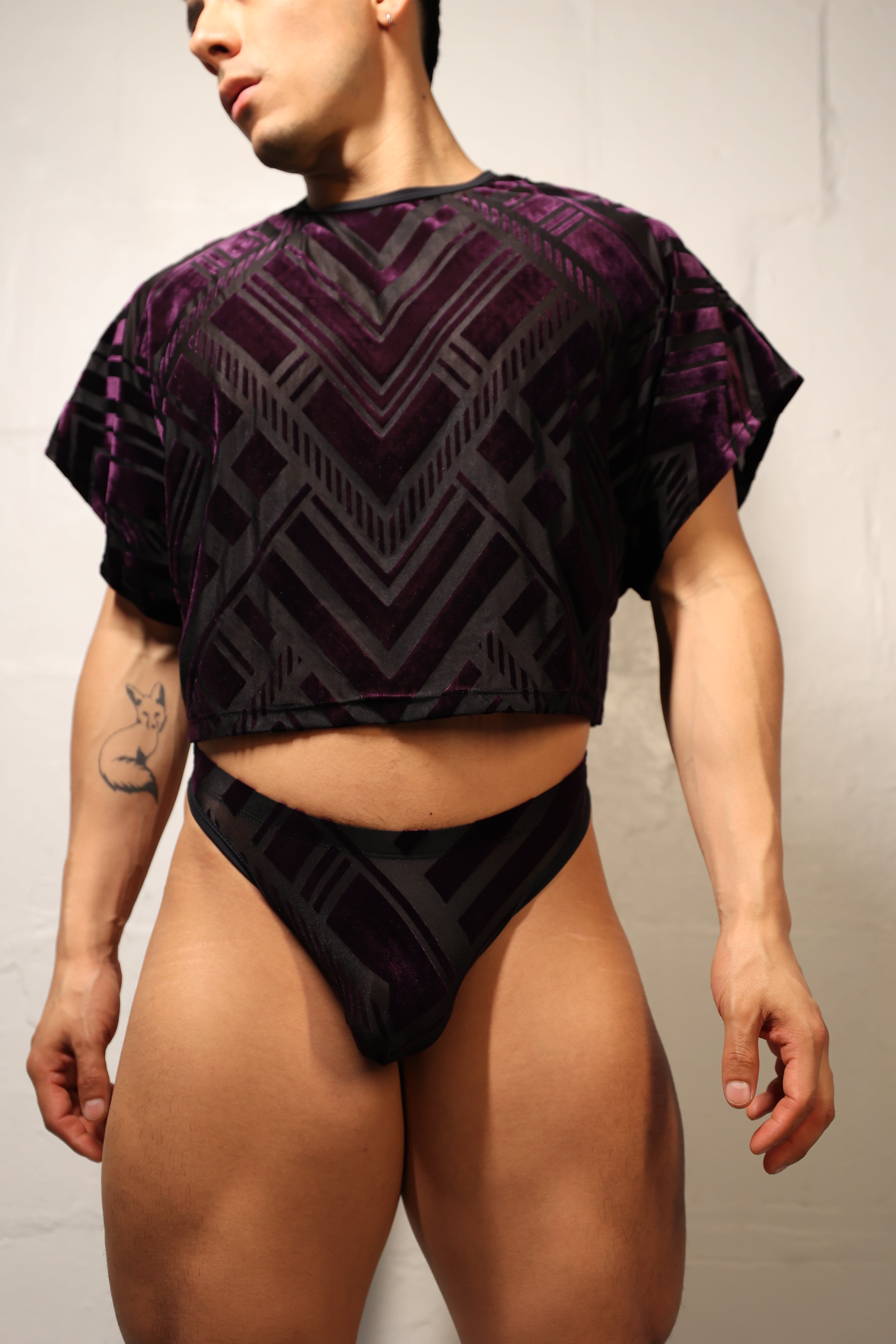 Geometric Purple Thong