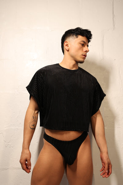 FABI'S CLOSET BLACK STRIPE CROP TOP