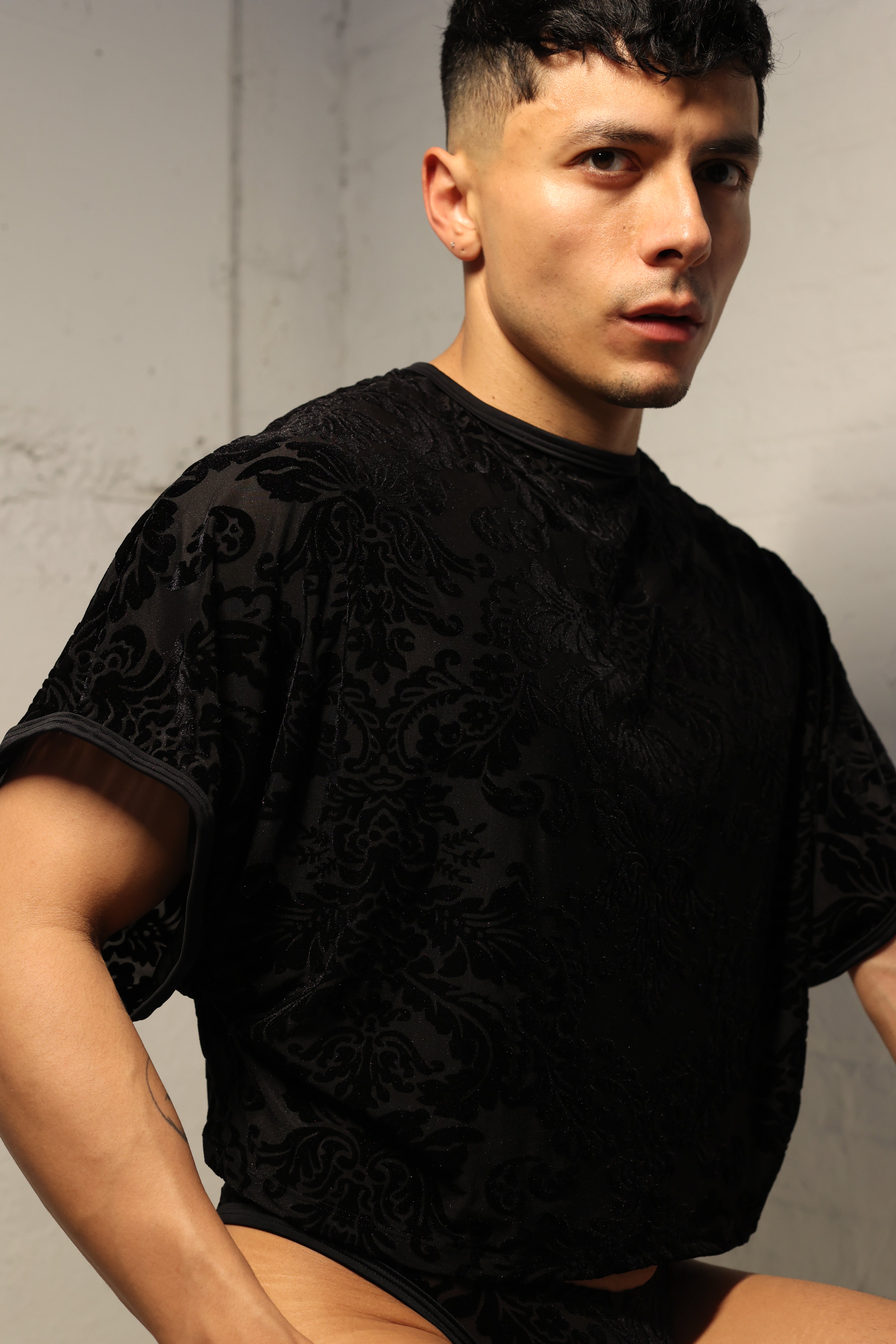 Jet Damask Crop Top