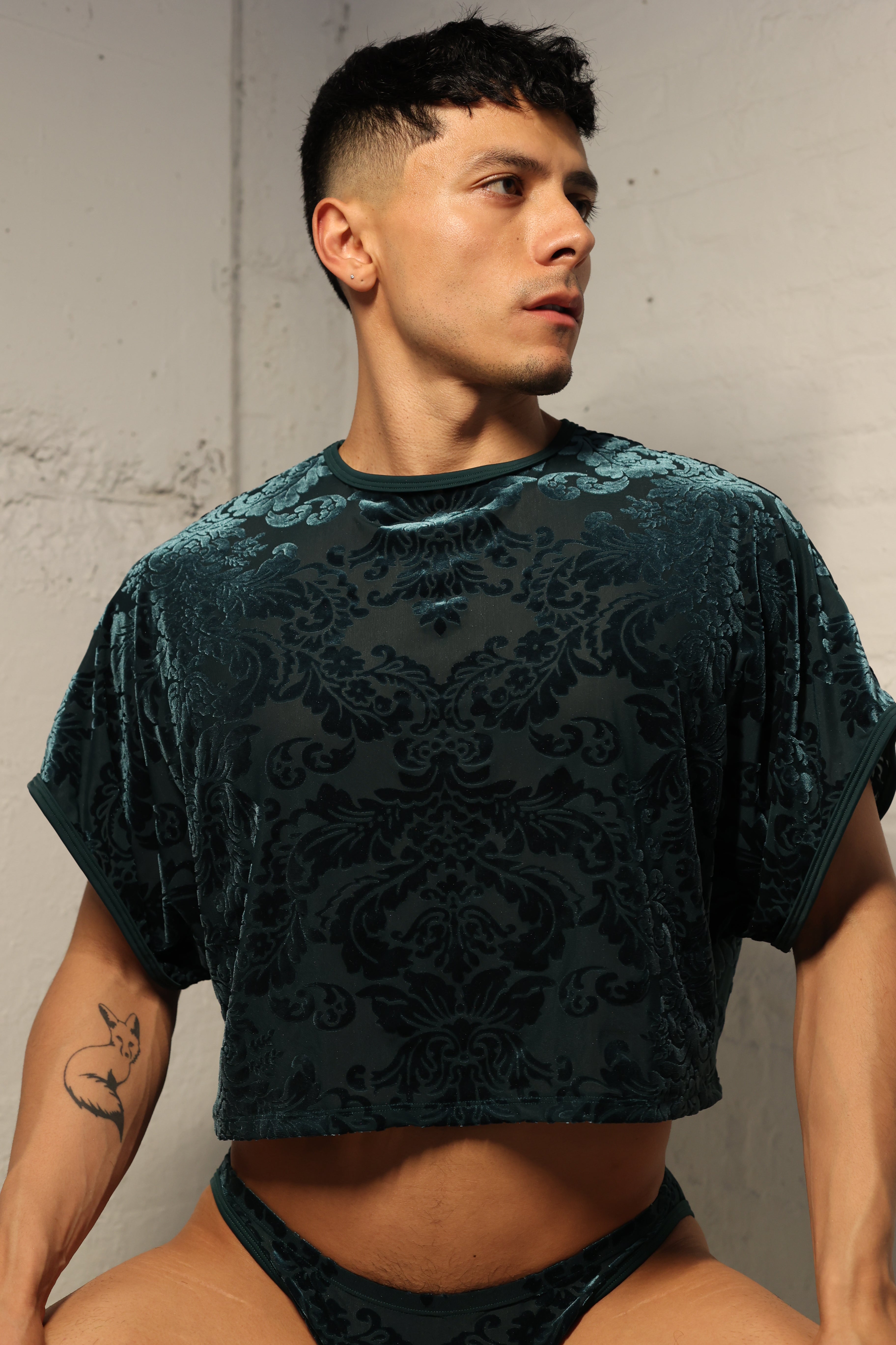 Emerald Damask Crop Top