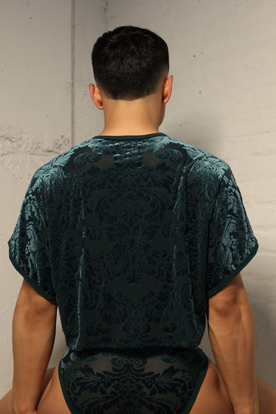 Emerald Damask Crop Top