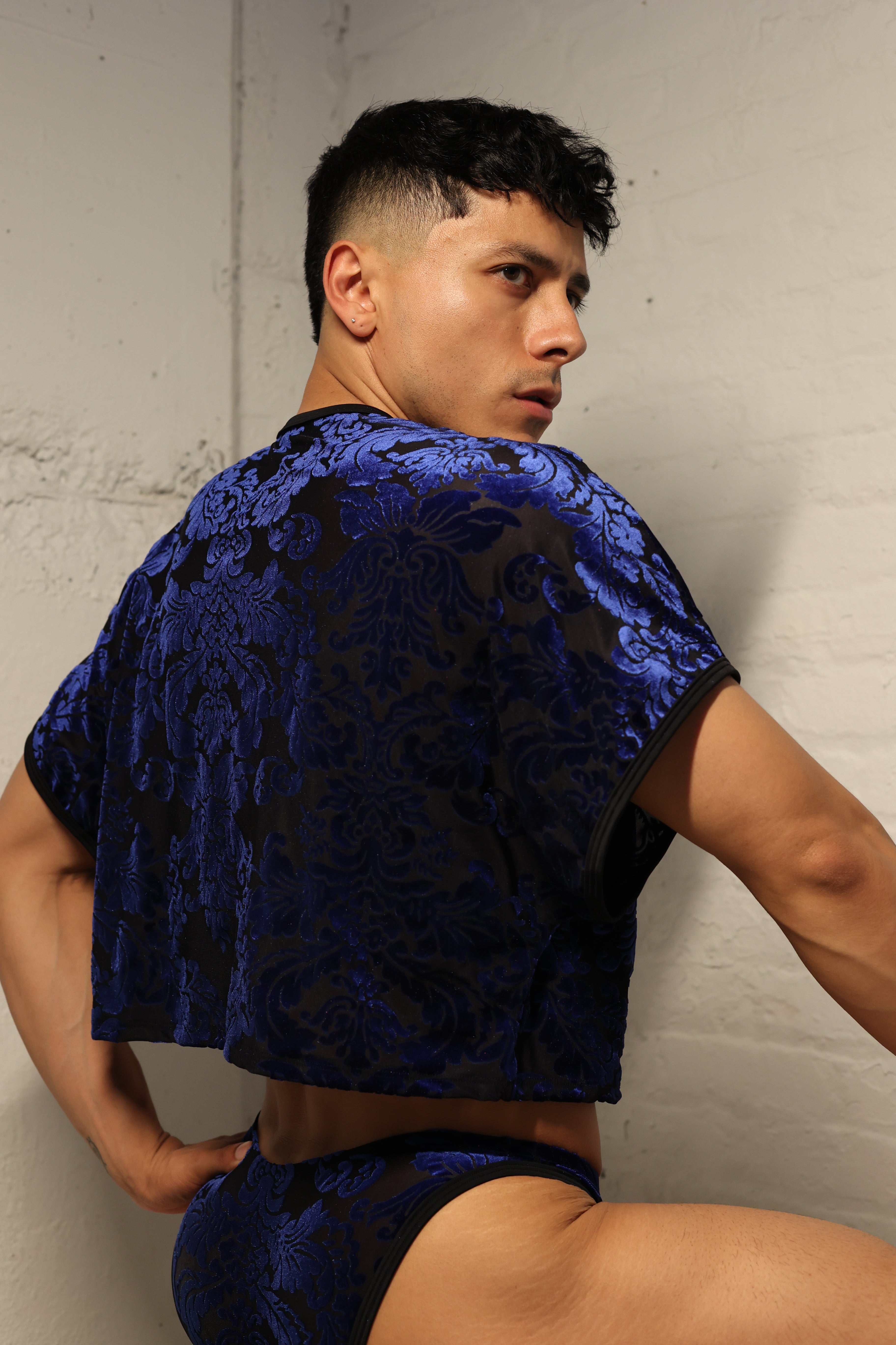 Sapphire Damask Crop Top