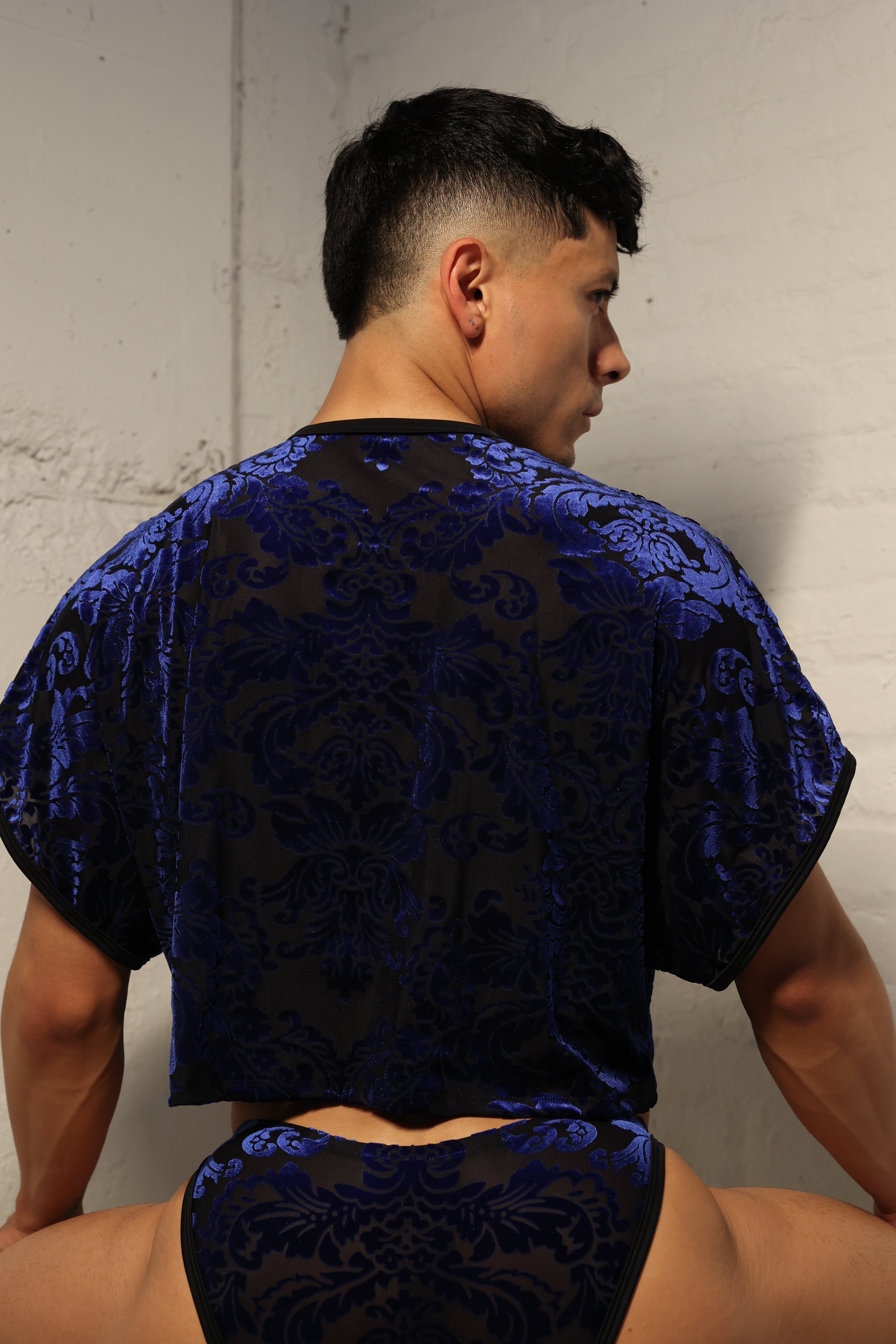 Sapphire Damask Crop Top