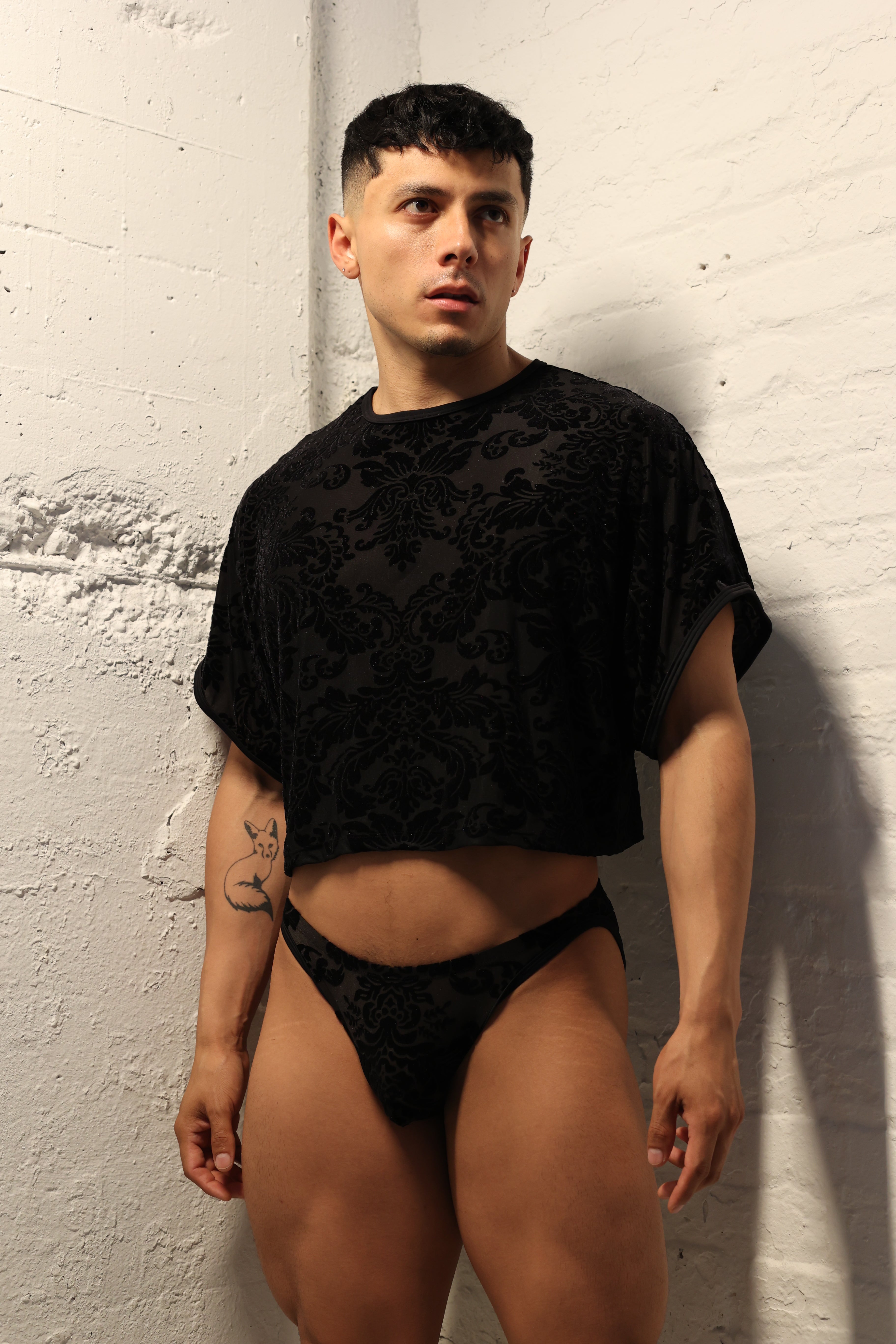 Jet Damask Crop Top
