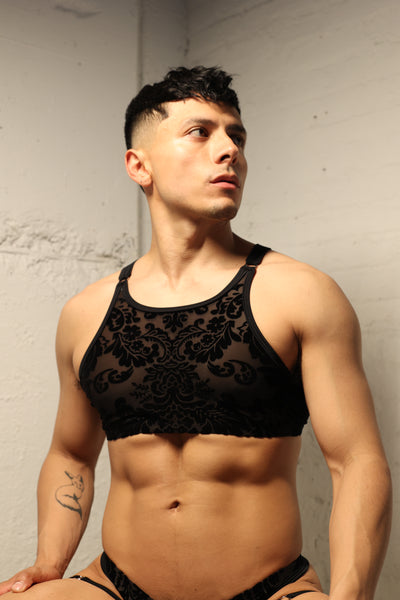 Jet Damask Ring Crop