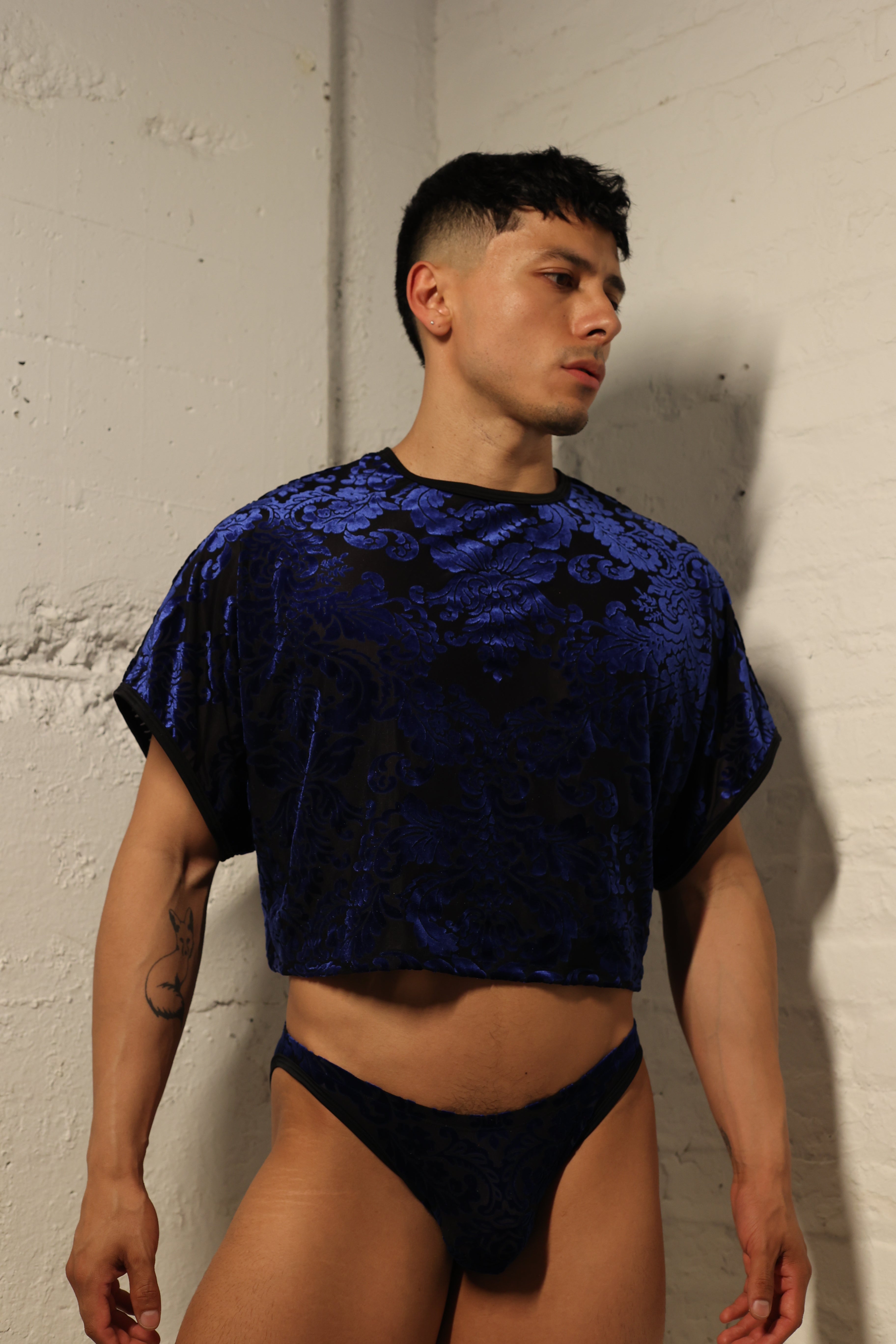 Sapphire Damask Crop Top