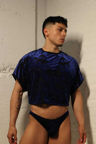 Sapphire Damask Crop Top