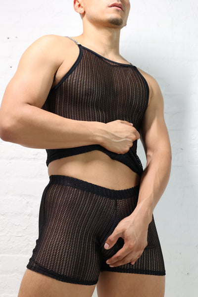 FABI'S CLOSET BLACK NET TRUNKS