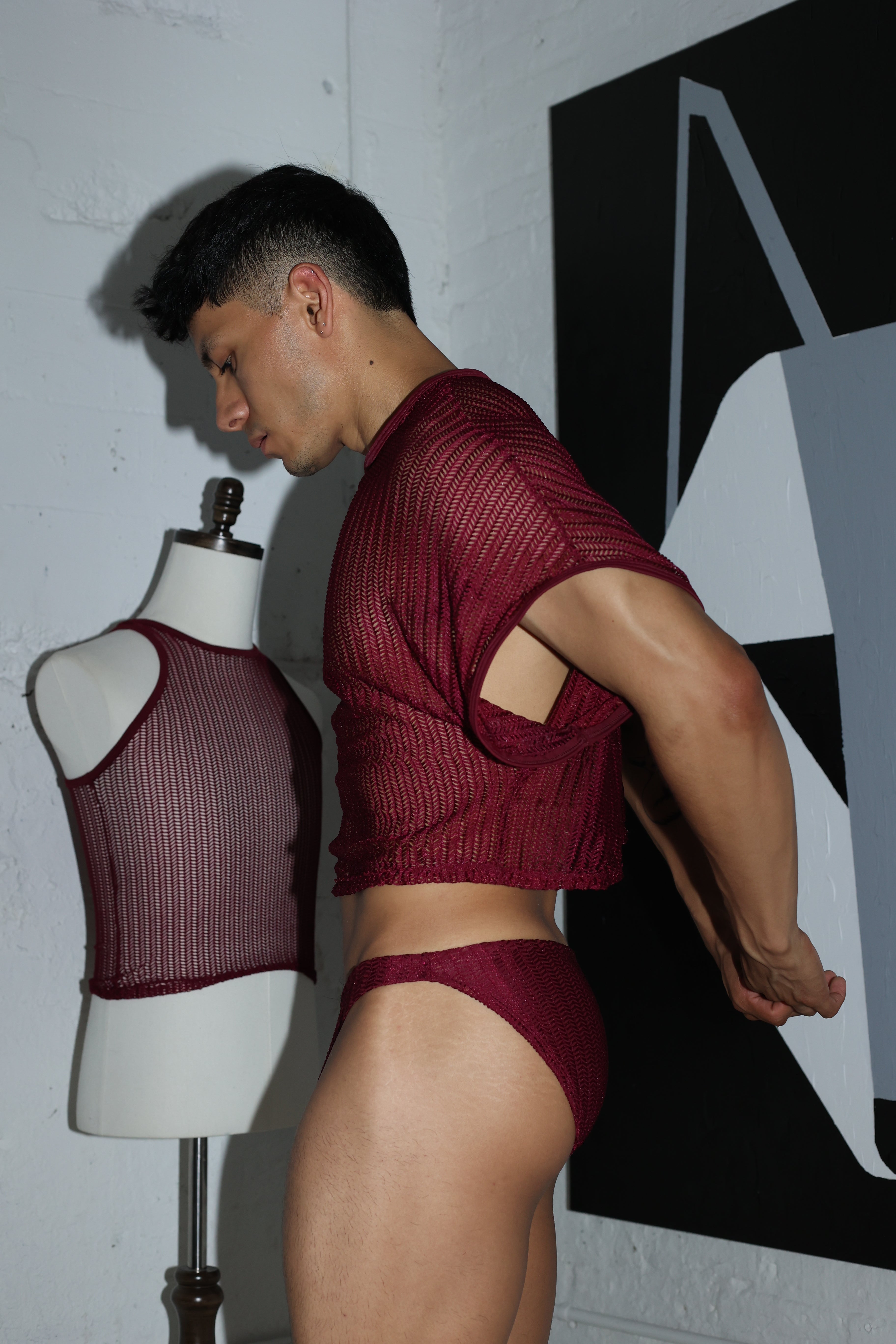 Wine Net Crop Top