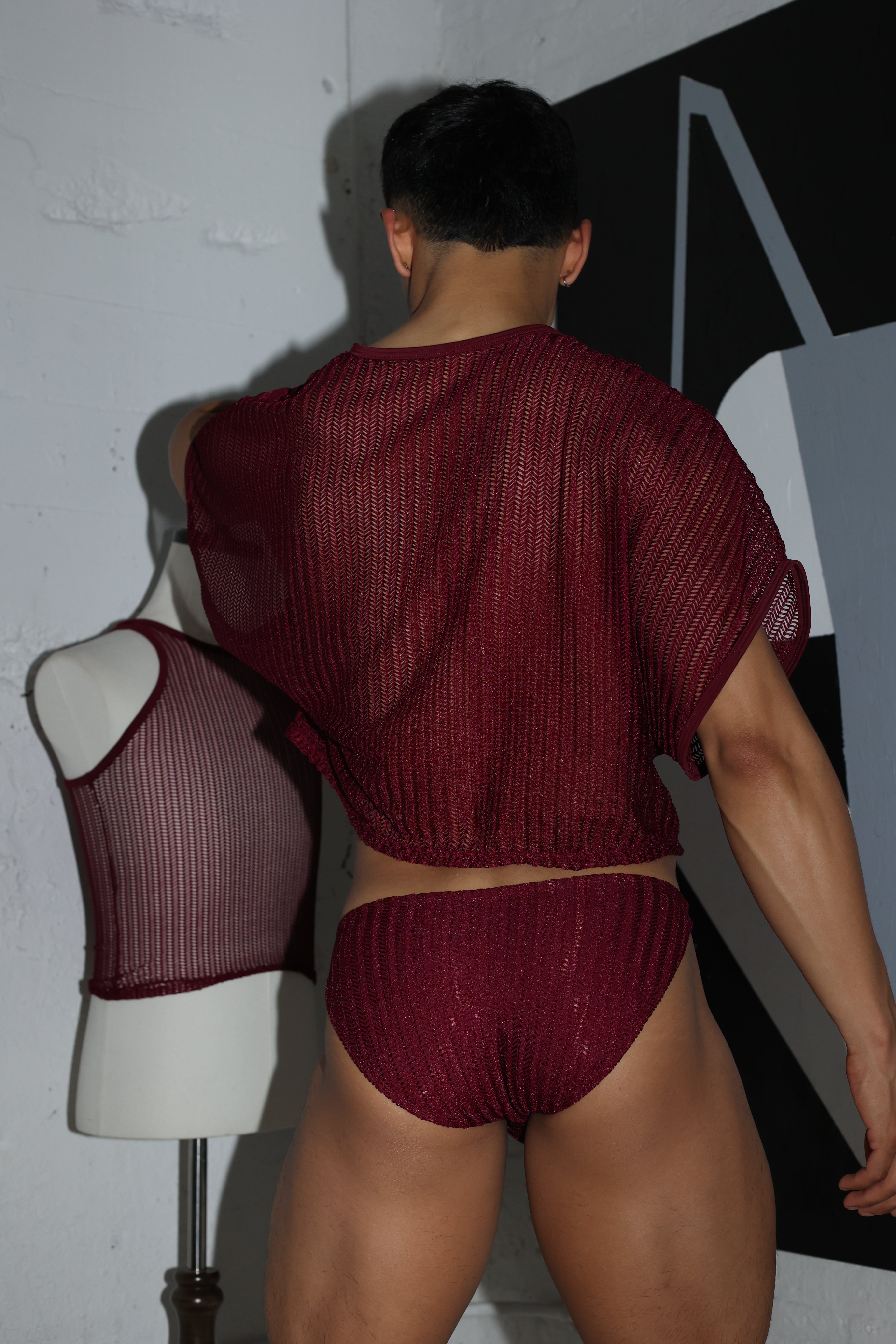 Wine Net Crop Top