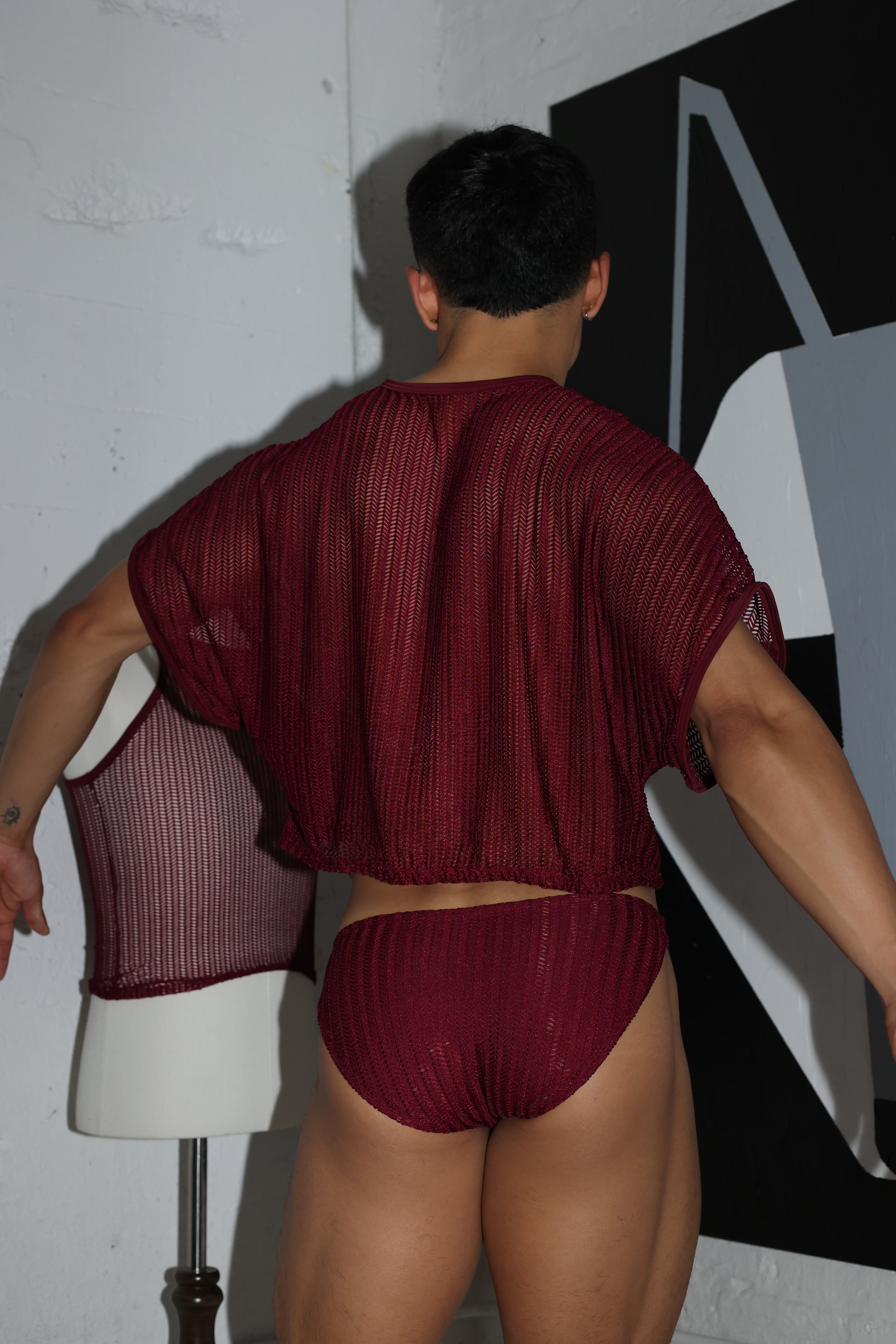 Wine Net Crop Top