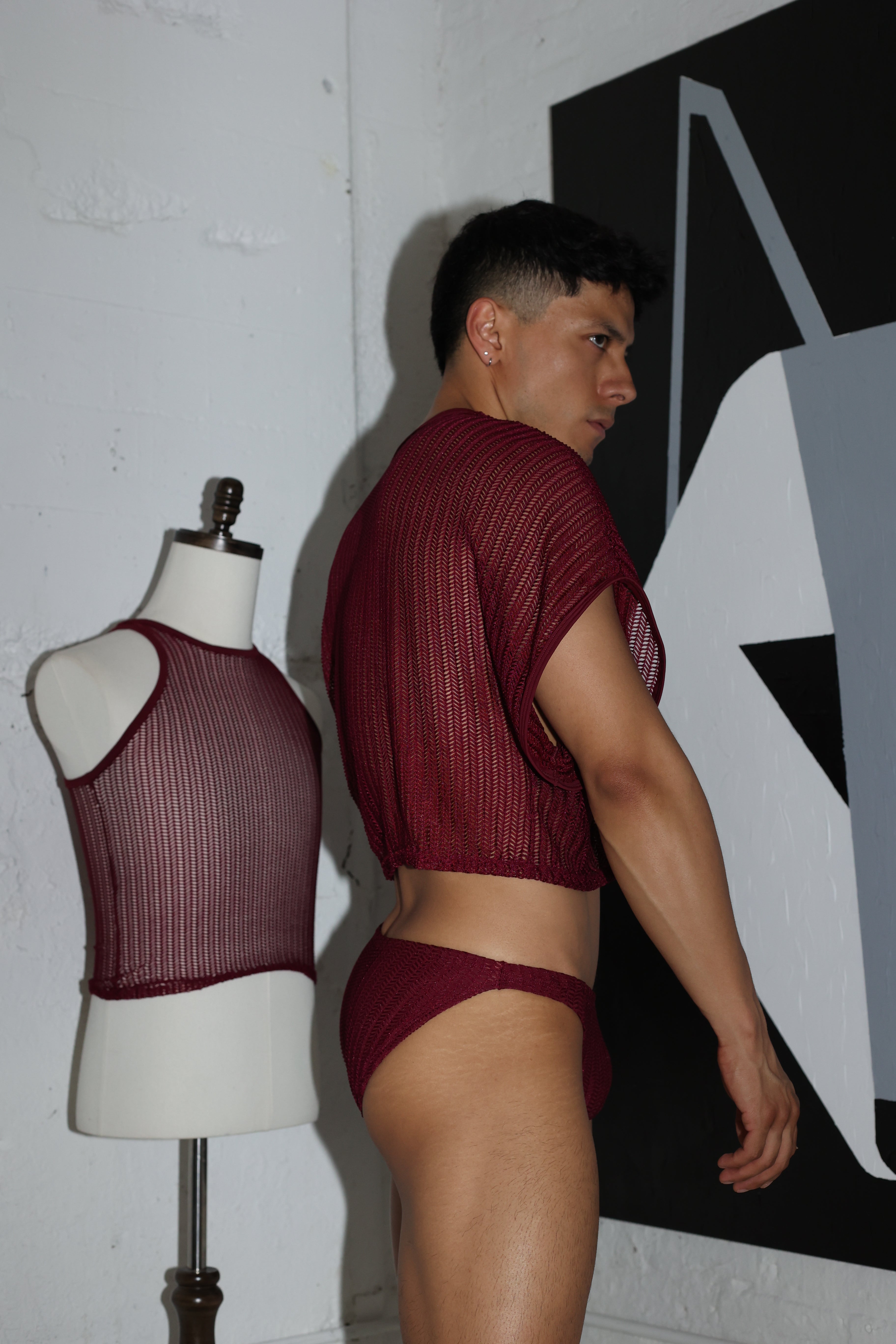 Wine Net Crop Top