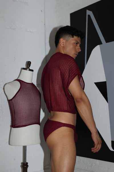 Wine Net Crop Top