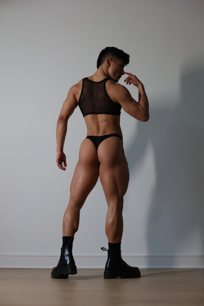 BLACK RIBBED BEACH THONG My Store
