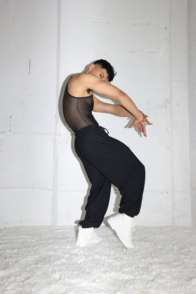 BLACK PLISSÉ PANTS