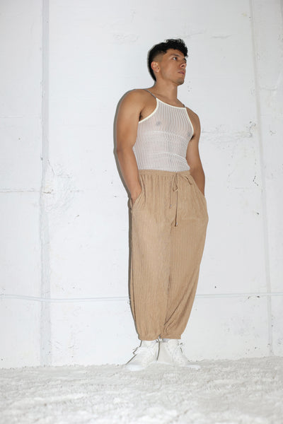 NATURAL PLISSÉ PANTS