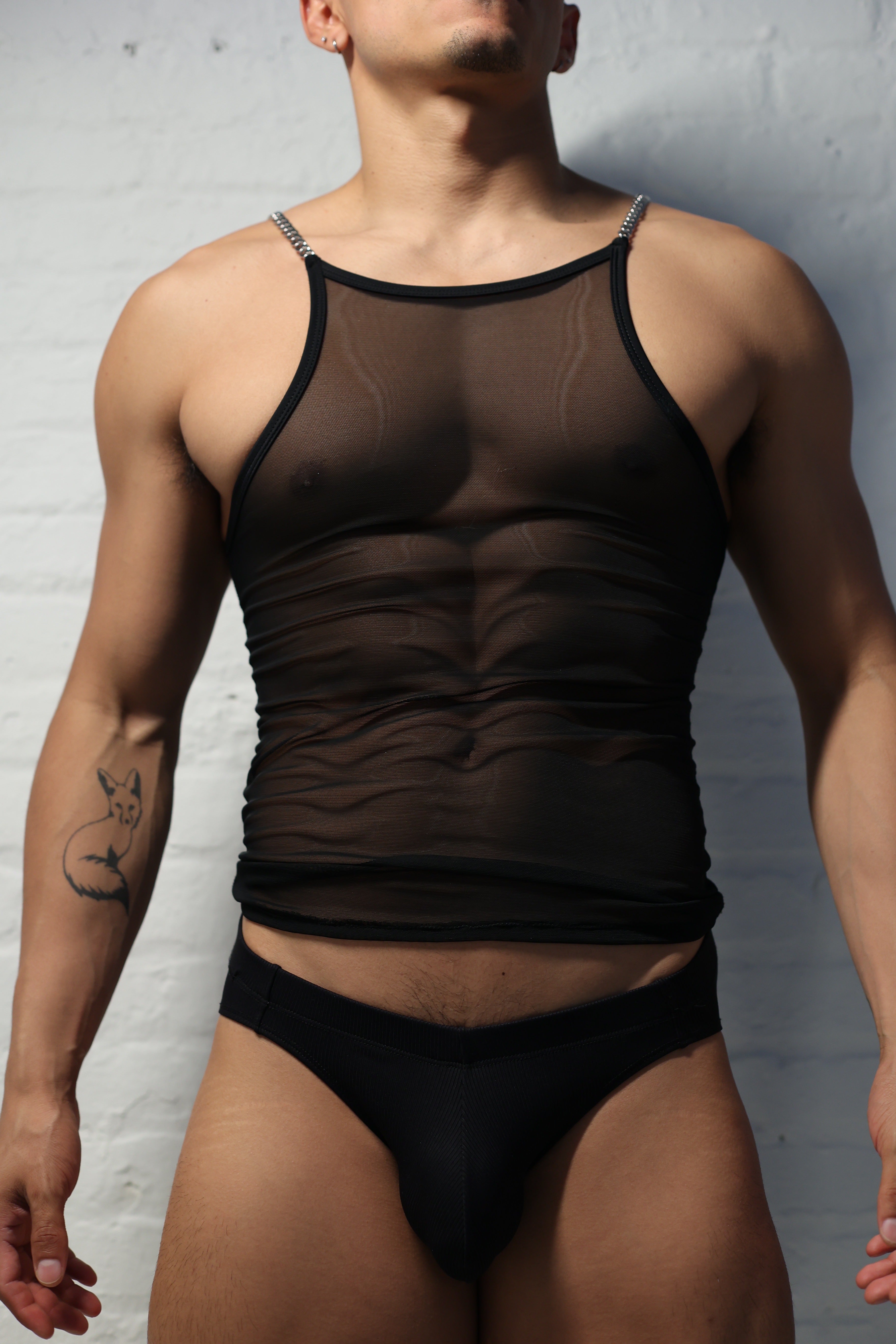 Black ribbed men's underwear from Fabian Divani Texture collection showing textured fabric detail and comfortable fit