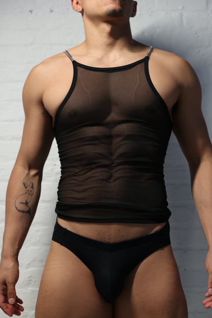 Black ribbed men's underwear from Fabian Divani Texture collection showing textured fabric detail and comfortable fit