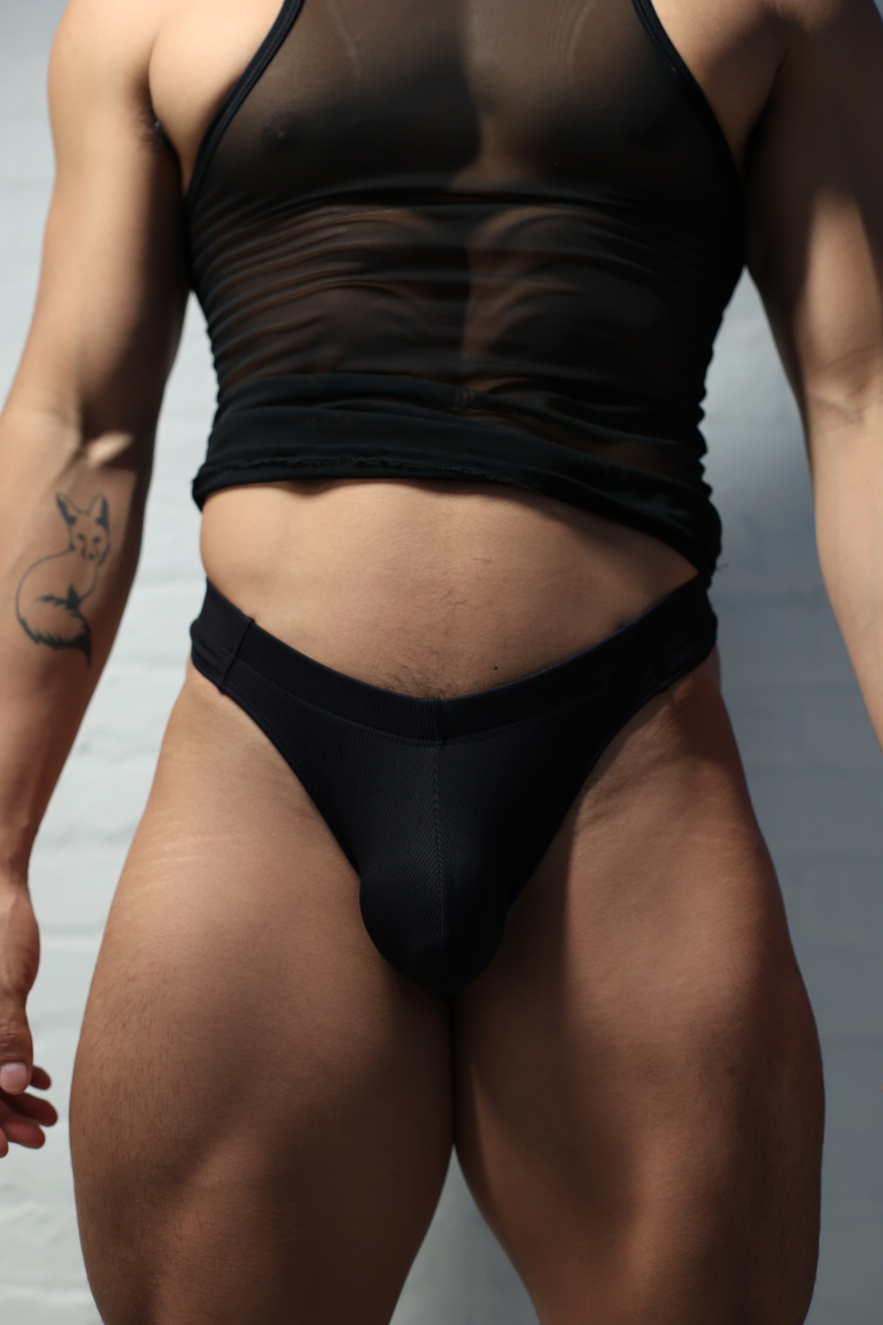 Black ribbed men's underwear from Fabian Divani Texture collection showing textured fabric detail and comfortable fit